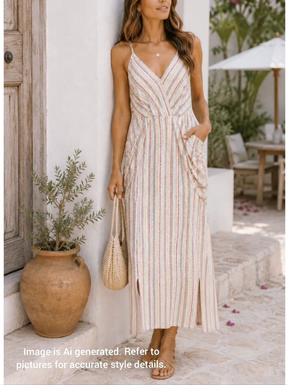 BCBGENERATION Halter Strappy High Low Midi Dress, Elastic Waist, Balloon Pockets